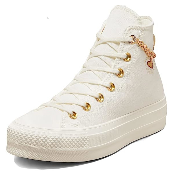 Converse Chuck Taylor All Star Lift Branco com correntes douradas